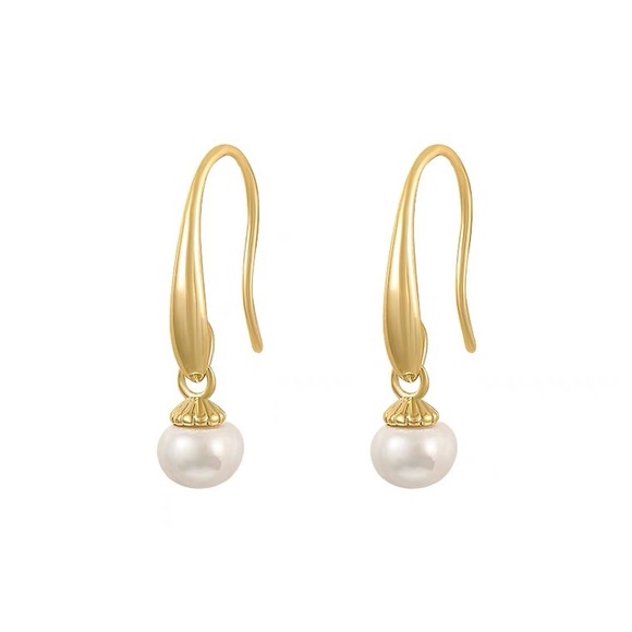 Natural Pearl drop earrings - real 18k gold plated on 925 sterling silver - Picture 9 of 12